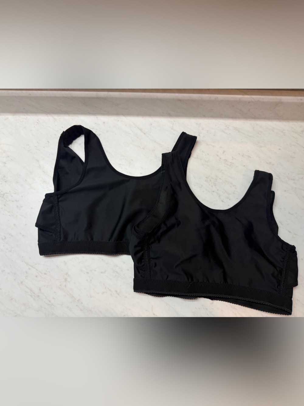 Post Surgical Compression Bra Black Adjustable Front Closure Size L Set of 2 - Picture 2 of 3
